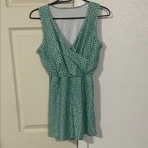 Green with white flowers Sleeveless Swimsuit or romper. New never worn